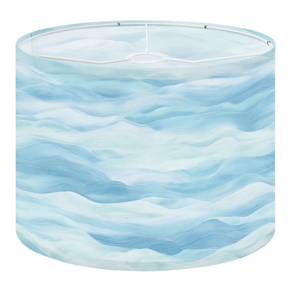 Linen Drum Lamp Shades Serene Abstract Blue Watercolor Waves 13" x 13" x 10" Lampshade for Table Lamps Floor Lamps Lamp Shade Replacement Easy Assembly Required
