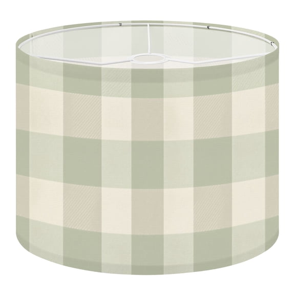 Linen Drum Lamp Shades Soft Green Cream Plaid Subtle Checkered 13" x 13" x 10" Lampshade for Table Lamps Floor Lamps Lamp Shade Replacement Easy Assembly Required