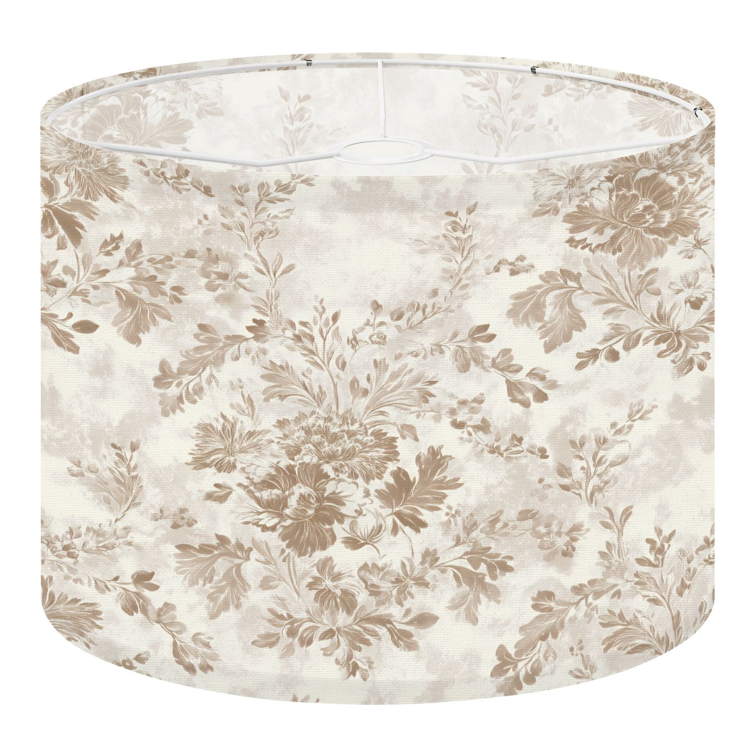 Linen Drum Lamp Shades Vintage Floral Soft Beige Brown Tones 13" x 13" x 10" Lampshade for Table Lamps Floor Lamps Lamp Shade Replacement Easy Assembly Required