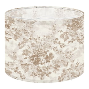 Linen Drum Lamp Shades Vintage Floral Soft Beige Brown Tones 13" x 13" x 10" Lampshade for Table Lamps Floor Lamps Lamp Shade Replacement Easy Assembly Required