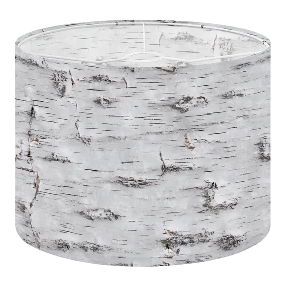 Linen Drum Lamp Shades White Birch Tree Bark Texture Natural Knots Horizontal Lines 13" x 13" x 10" Lampshade for Table Lamps Floor Lamps Lamp Shade Replacement Easy Assembly Required