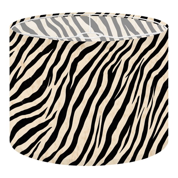 Linen Drum Lamp Shades Zebra Stripe Black Beige Abstract Design 13" x 13" x 10" Lampshade for Table Lamps Floor Lamps Lamp Shade Replacement Easy Assembly Required