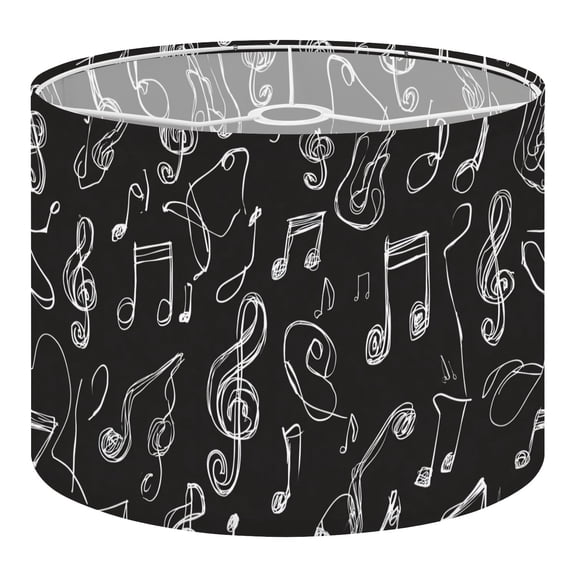 Linen Drum Lamp Shades music notes treble clef Abstract 13" x 13" x 10" Lampshade for Table Lamps Floor Lamps Lamp Shade Replacement Easy Assembly Required