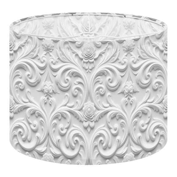 Linen Drum Lampshades 3D Embossed White Grey Floral Floral Patterns Curved Lines 13"x13"x10" Light Shade for Table Lamps Floor Lamp Shades Lampshade Replacement Assembly Required