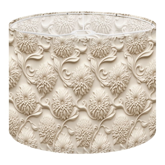 Linen Drum Lampshades 3D Visual Effect Yellowish Brown Layered Chrysanthemum 13"x13"x10" Light Shade for Table Lamps Floor Lamp Shades Lampshade Replacement Assembly Required