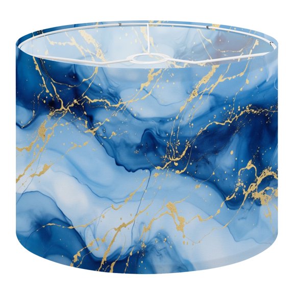 Linen Drum Lampshades Abstract Blue Marble Texture Gold Veins Fluid Ink 13"x13"x10" Light Shade for Table Lamps Floor Lamp Shades Lampshade Replacement Assembly Required