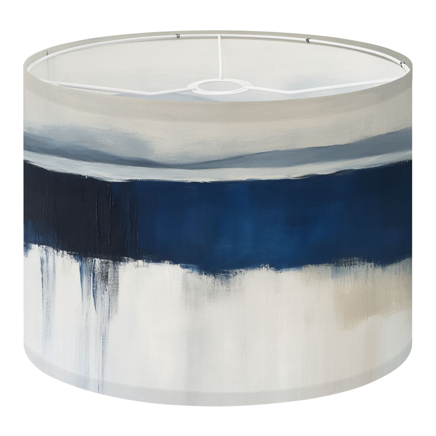 Linen Drum Lampshades Abstract Modern Blue Seascape Ocean Theme Blue Ocean Waves Misty 13"x13"x10" Light Shade for Table Lamps Drum Lamp Shades Lampshade Replacement Assembly Required