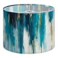 thumbnail image 1 of Linen Drum Lampshades Abstract Modern Turquoise Navy Blue Teal Turquoise Teal 13"x13"x10" Light Shade for Table Lamps Floor Lamps Drum Lamp Shades Lampshade Replacement Assembly Required, 1 of 8