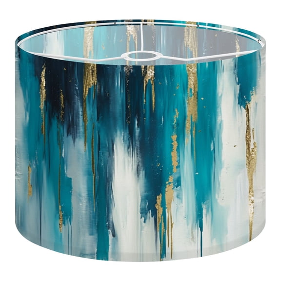 Linen Drum Lampshades Abstract Modern Turquoise Navy Blue Teal Turquoise Teal 13"x13"x10" Light Shade for Table Lamps Floor Lamps Drum Lamp Shades Lampshade Replacement Assembly Required