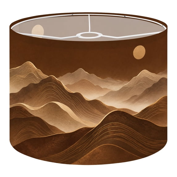 Linen Drum Lampshades Abstract Mountain Golden Brown Hills Minimalist ...
