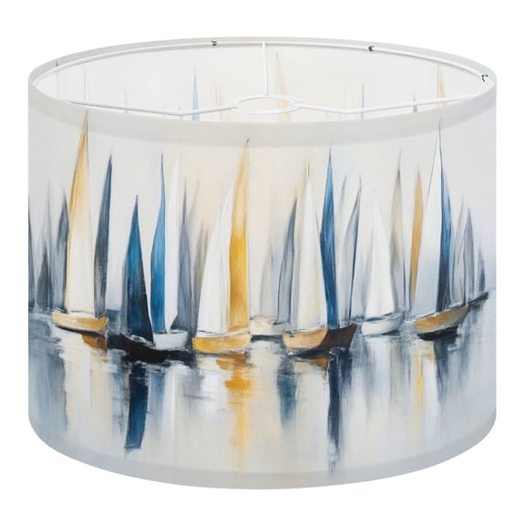 Linen Drum Lampshades Abstract Ocean Sailboat Sailboats Reflection Water Abstract Details 13"x13"x10" Light Shade for Table Lamps Floor Lamp Shades Lampshade Replacement Assembly Required