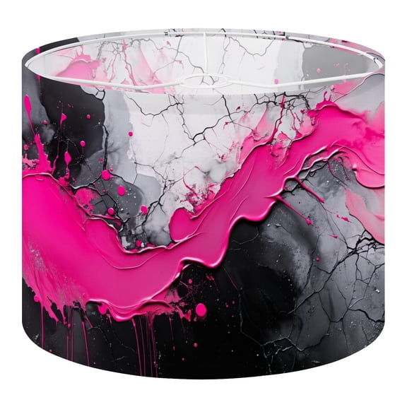 Linen Drum Lampshades Abstract Pink Girls Bedroom Pink Flow Grey Tones Organic Shapes Bubbly 13"x13"x10" Light Shade for Table Lamps Floor Lamp Shades Lampshade Replacement Assembly Required