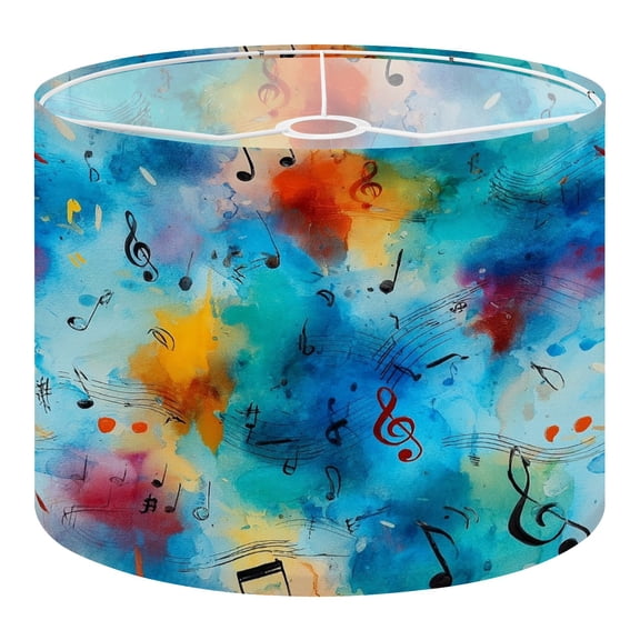 Linen Drum Lampshades Abstract Watercolor Music Notes Vibrant Blue Orange Hues 13"x13"x10" Light Shade for Table Lamps Floor Lamp Shades Lampshade Replacement Assembly Required