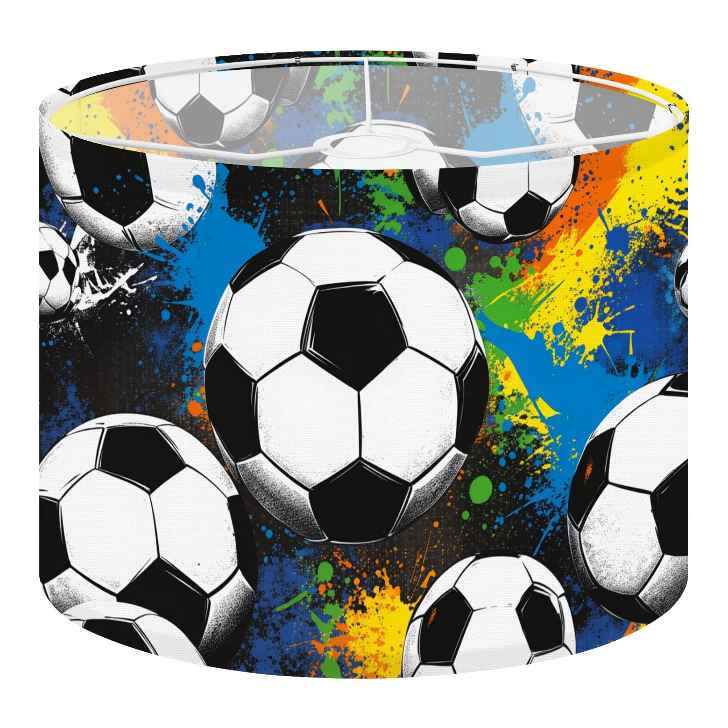 Linen Drum Lampshades Abstract geometric Football soccer ball elements seamless 13"x13"x10" Light Shade for Table Lamps Floor Lamps Drum Lamp Shades Lampshade Replacement Assembly Required