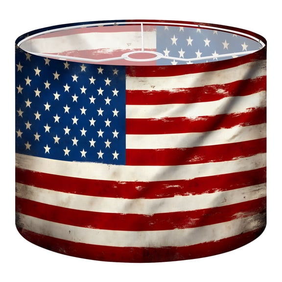 Linen Drum Lampshades American Flag Retro Grunge Stars Stripes Weathered Surface Patriotic 13"x13"x10" Light Shade for Table Lamps Drum Lamp Shades Lampshade Replacement Assembly Required