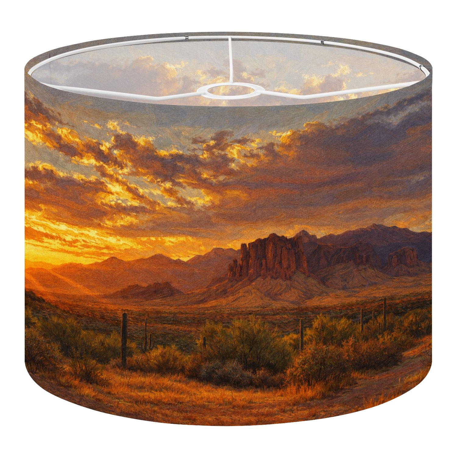 Linen Drum Lampshades American desert sunset mountain 13"x13"x10" Light Shade for Table Lamps Floor Lamp Shades Lampshade Replacement Assembly Required