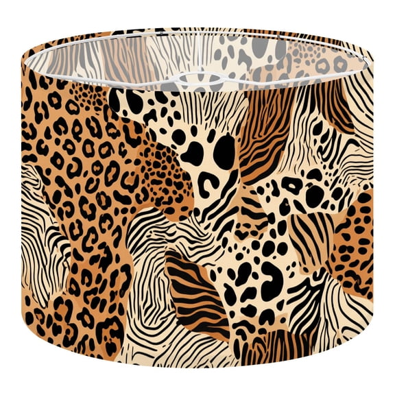 Linen Drum Lampshades Animal Print Patchwork Leopard Spots Zebra Stripes Tiger 13"x13"x10" Light Shade for Table Lamps Floor Lamp Shades Lampshade Replacement Assembly Required