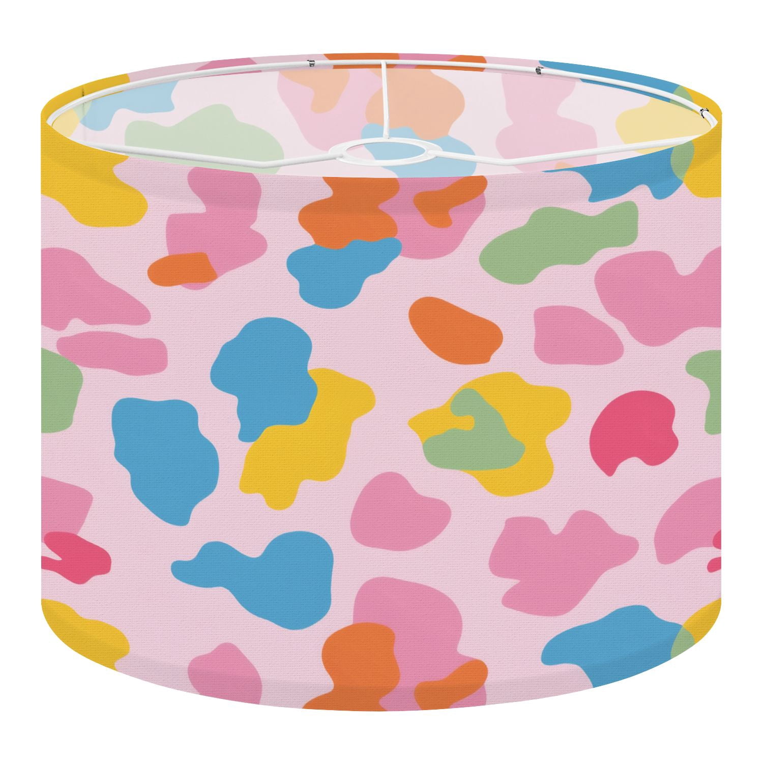 Linen Drum Lampshades Animal skin print rainbow colors 90s style Colorful leopard spot 13"x13"x10" Light Shade for Table Lamps Floor Lamp Shades Lampshade Replacement Assembly Required