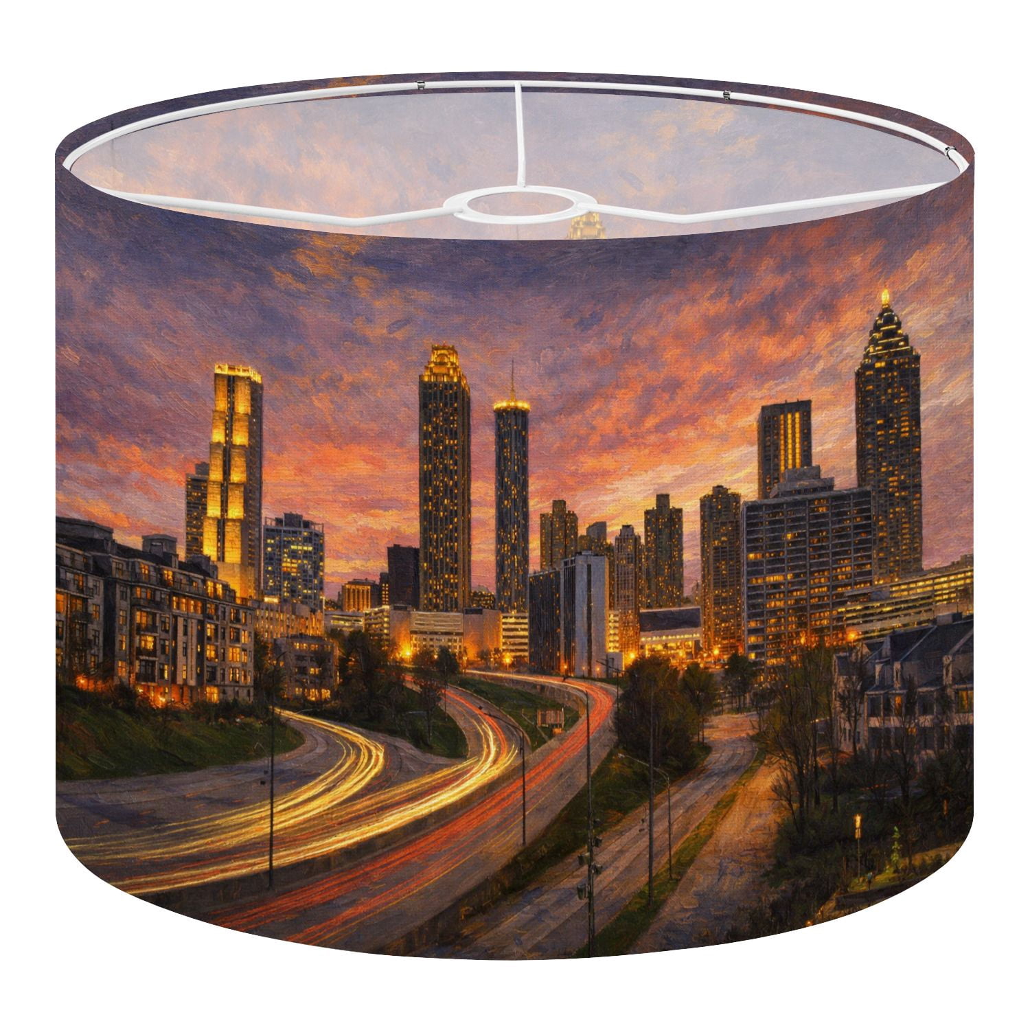 Linen Drum Lampshades Atlanta Georgia Skyline 13"x13"x10" Light Shade for Table Lamps Floor Lamp Shades Lampshade Replacement Assembly Required