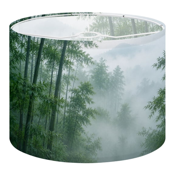 Linen Drum Lampshades Bamboo Forest Mountains 13"x13"x10" Light Shade for Table Lamps Floor Lamp Shades Lampshade Replacement Assembly Required