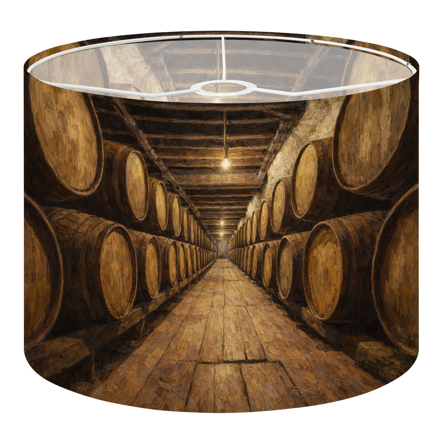 Linen Drum Lampshades Barrels Bourbon Whiskey Distillery Manufacturing Alcohol 13"x13"x10" Light Shade for Table Lamps Floor Lamp Shades Lampshade Replacement Assembly Required