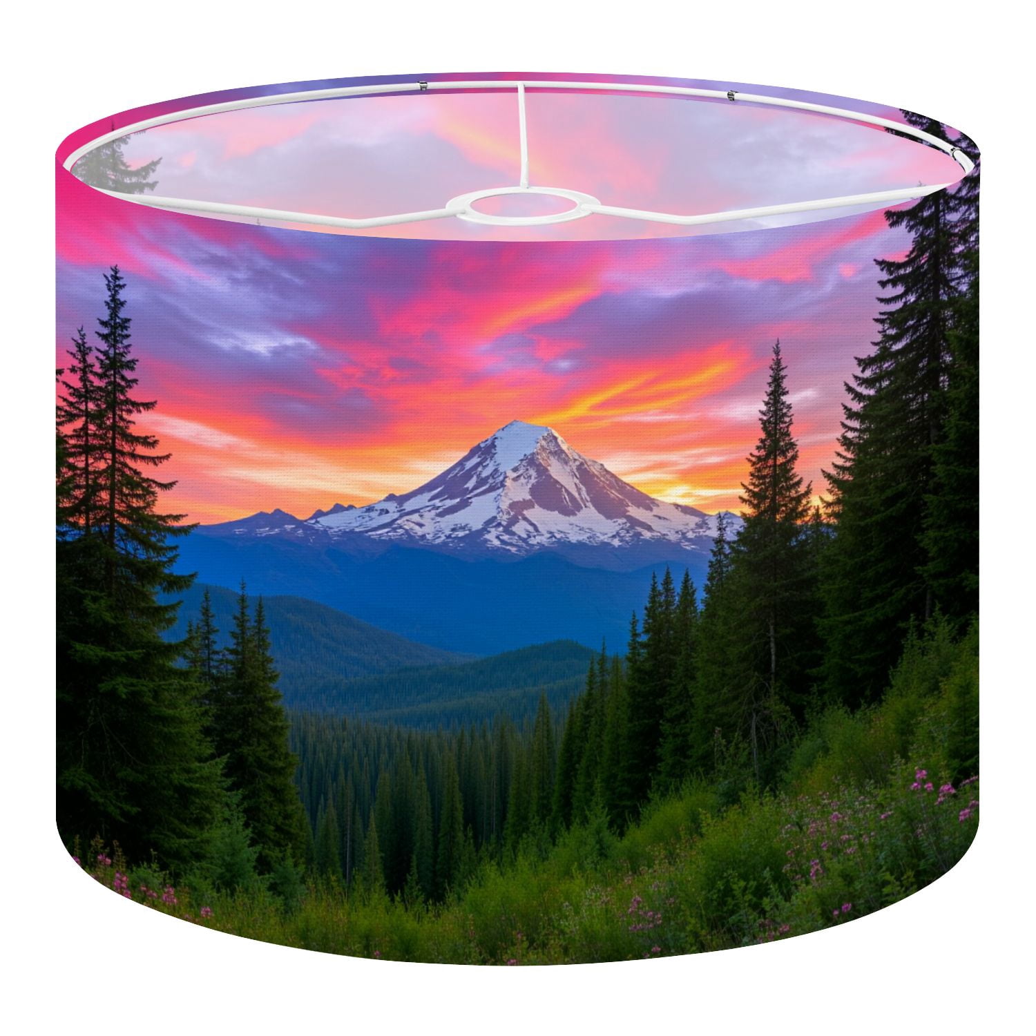 Linen Drum Lampshades Beautiful Vista Mount Hood Oregon 13"x13"x10" Light Shade for Table Lamps Floor Lamps Drum Lamp Shades Lampshade Replacement Kids Bedroom Cabin Decor Assembly Required