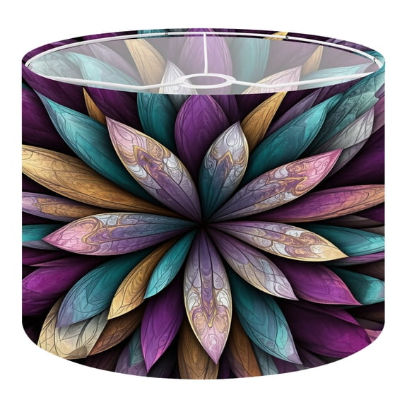 Linen Drum Lampshades Beautiful fractal flower butterfly stained glass window style You can 13"x13"x10" Light Shade for Table Lamps Floor Lamp Shades Lampshade Replacement Assembly Required