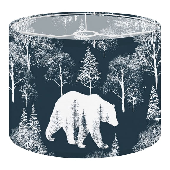 Linen Drum Lampshades Beautiful hand drawn seamless bear winter forest landscape 13"x13"x10" Light Shade for Table Lamps Floor Lamp Shades Lampshade Replacement Assembly Required