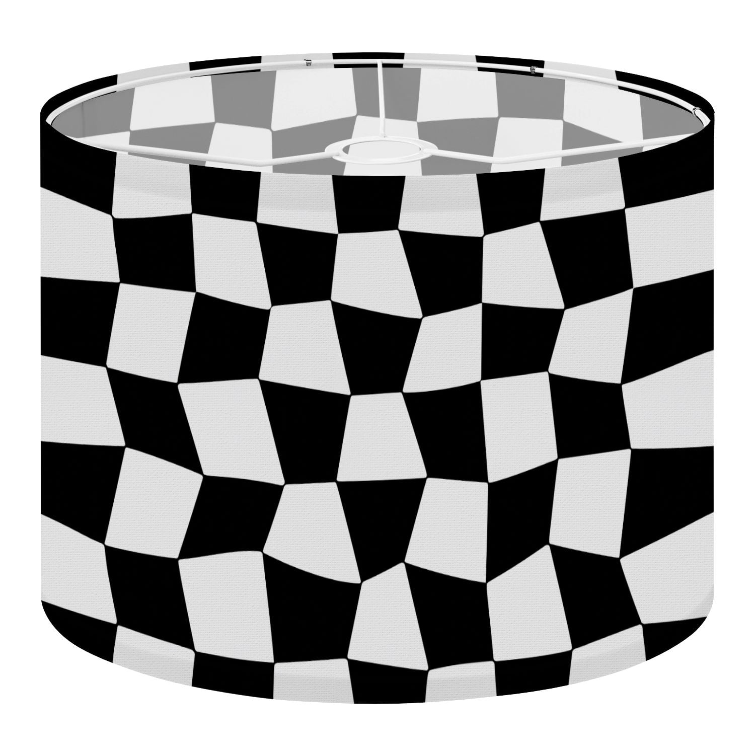 Linen Drum Lampshades Black White Checkered Seamless Endless Racing Flag Texture 13"x13"x10" Light Shade for Table Lamps Floor Lamps Drum Lamp Shades Lampshade Replacement Assembly Required