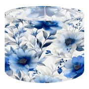 Linen Drum Lampshades Blue Floral Delicate Leaves Elegant Blooming Flowers 13x13x10 Light Shade for Table Lamps Floor Lamp Shades Lampshade Replacement Assembly Required