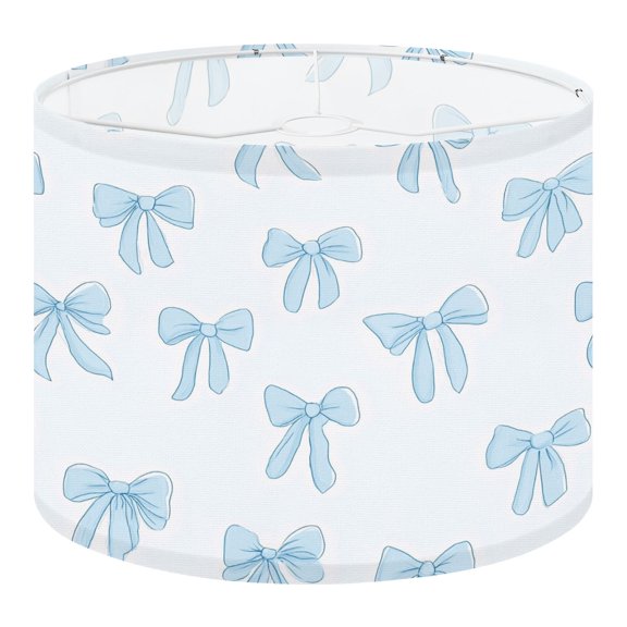 Linen Drum Lampshades Blue Ribbon Bow Soft Pastel Tones 13"x13"x10" Light Shade for Table Lamps Floor Lamp Shades Lampshade Replacement Assembly Required
