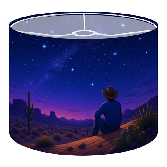 Linen Drum Lampshades Boho Western Cowboy Cowgirl Vintage Southwestern Starry Sky 13"x13"x10" Light Shade for Table Lamps Floor Lamp Shades Lampshade Replacement Assembly Required