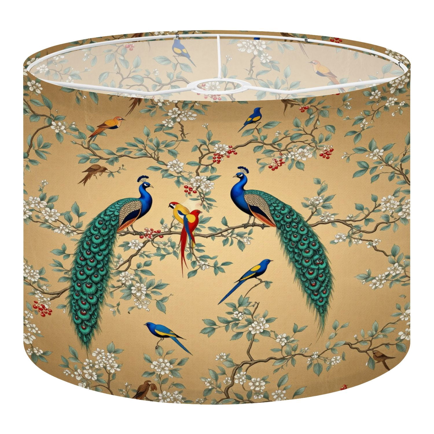 Linen Drum Lampshades Chinoiserie Vintage floral for fabric poster print Mural Bloom 13"x13"x10" Light Shade for Table Lamps Floor Lamps Drum Lamp Shades Lampshade Replacement Assembly Required