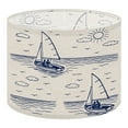 thumbnail image 1 of Linen Drum Lampshades Coastal sailboat linen design Indigo blue ecru jute fabric effect For 13"x13"x10" Light Shade for Table Lamps Floor Lamp Shades Lampshade Replacement Assembly Required, 1 of 8