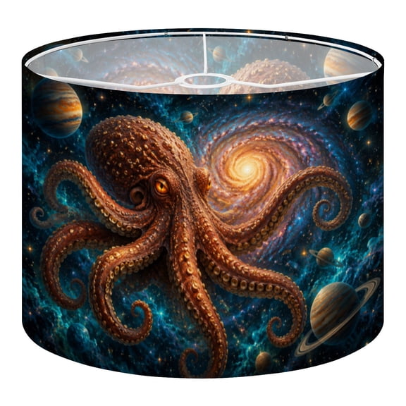 Linen Drum Lampshades Cosmic Octopus Space Planets Nebula galaxy 13"x13"x10" Light Shade for Table Lamps Floor Lamp Shades Lampshade Replacement Assembly Required