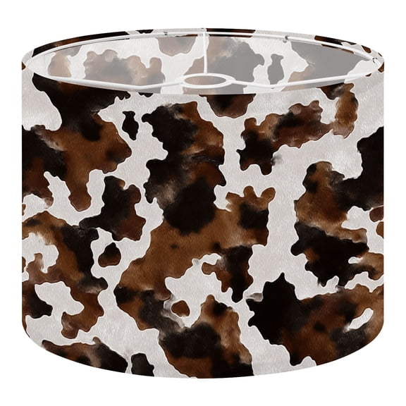 Linen Drum Lampshades Cow skin seamless Print animal hide brown spots white 13"x13"x10" Light Shade for Table Lamps Floor Lamp Shades Lampshade Replacement Assembly Required