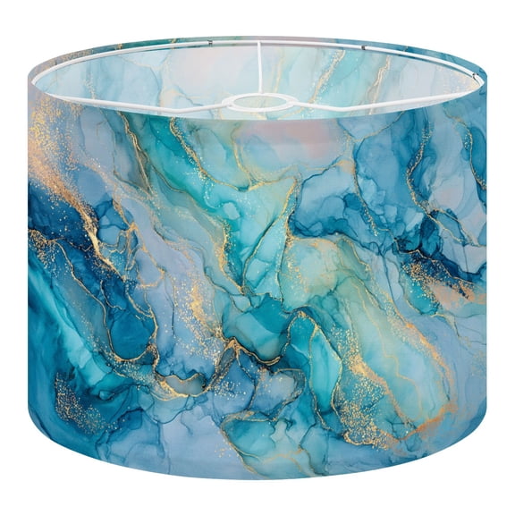 Linen Drum Lampshades Currents translucent hues snaking metallic swirls foamy 13"x13"x10" Light Shade for Table Lamps Floor Lamp Shades Lampshade Replacement Assembly Required