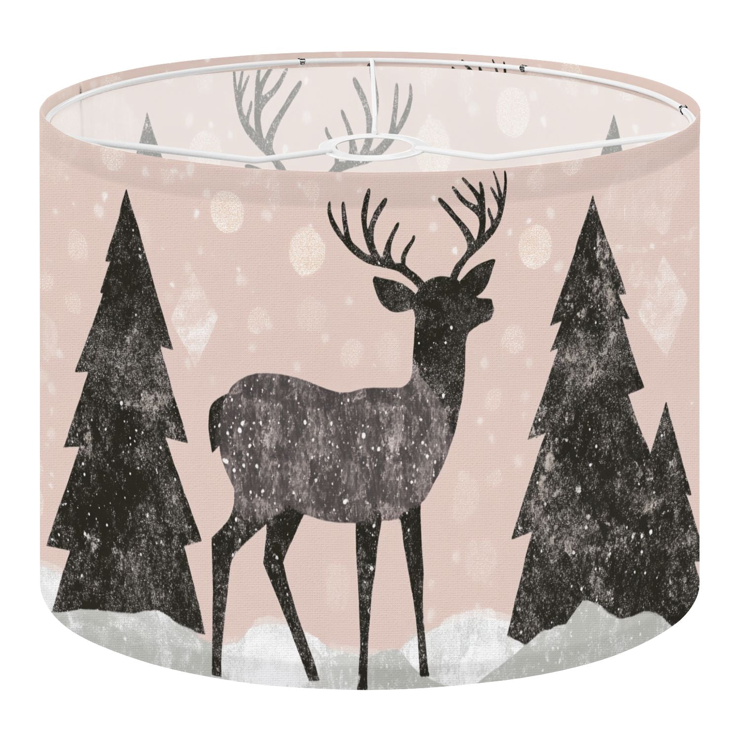 Linen Drum Lampshades Deer Abstract Wild Deer Surrounded By Trees Forest Modern Antlers Pine 13"x13"x10" Light Shade for Table Lamps Floor Lamp Shades Lampshade Replacement Assembly Required