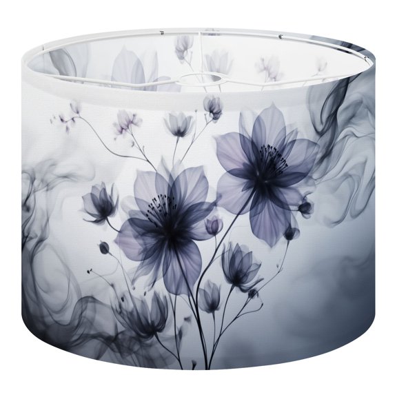 Linen Drum Lampshades Delicate Purple Floral Design Soft Effects 13"x13"x10" Light Shade for Table Lamps Floor Lamp Shades Lampshade Replacement Assembly Required