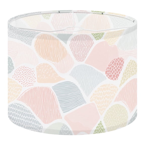 Linen Drum Lampshades Dot Line Boho Pink Abstract Hills Layered Arcs Dotted Wave 13"x13"x10" Light Shade for Table Lamps Floor Lamps Drum Lamp Shades Lampshade Replacement Assembly Required