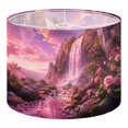13 Roses Linen Drum Lampshades Fantasy Pink Landscape Mountains Rose Flowers ...
