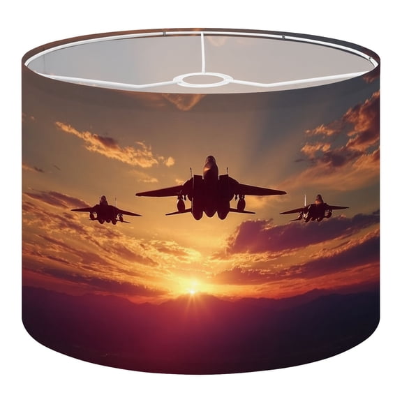 Linen Drum Lampshades Five light jets fly sunset Fighter Plane Silhouette 13"x13"x10" Light Shade for Table Lamps Floor Lamp Shades Lampshade Replacement Assembly Required