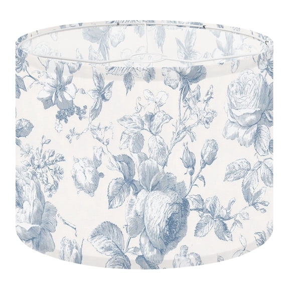 Linen Drum Lampshades Floral Blue white 13"x13"x10" Light Shade for Table Lamps Floor Lamp Shades Lampshade Replacement Assembly Required