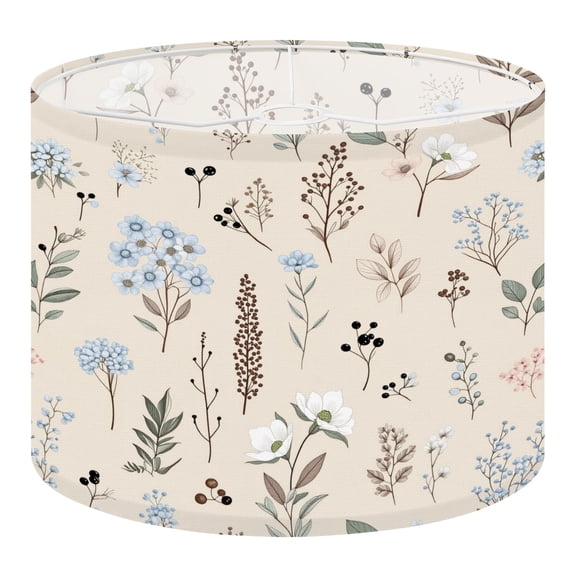 Linen Drum Lampshades Floral abstract flowers branches leaves pine cones 13"x13"x10" Light Shade for Table Lamps Floor Lamps Drum Lamp Shades Lampshade Replacement Assembly Required