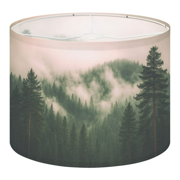 Linen Drum Lampshades Fog clouds mountain 13"x13"x10" Light Shade for Table Lamps Floor Lamps Drum Lamp Shades Chandelier Lamp Shades Lampshade Replacement Assembly Required