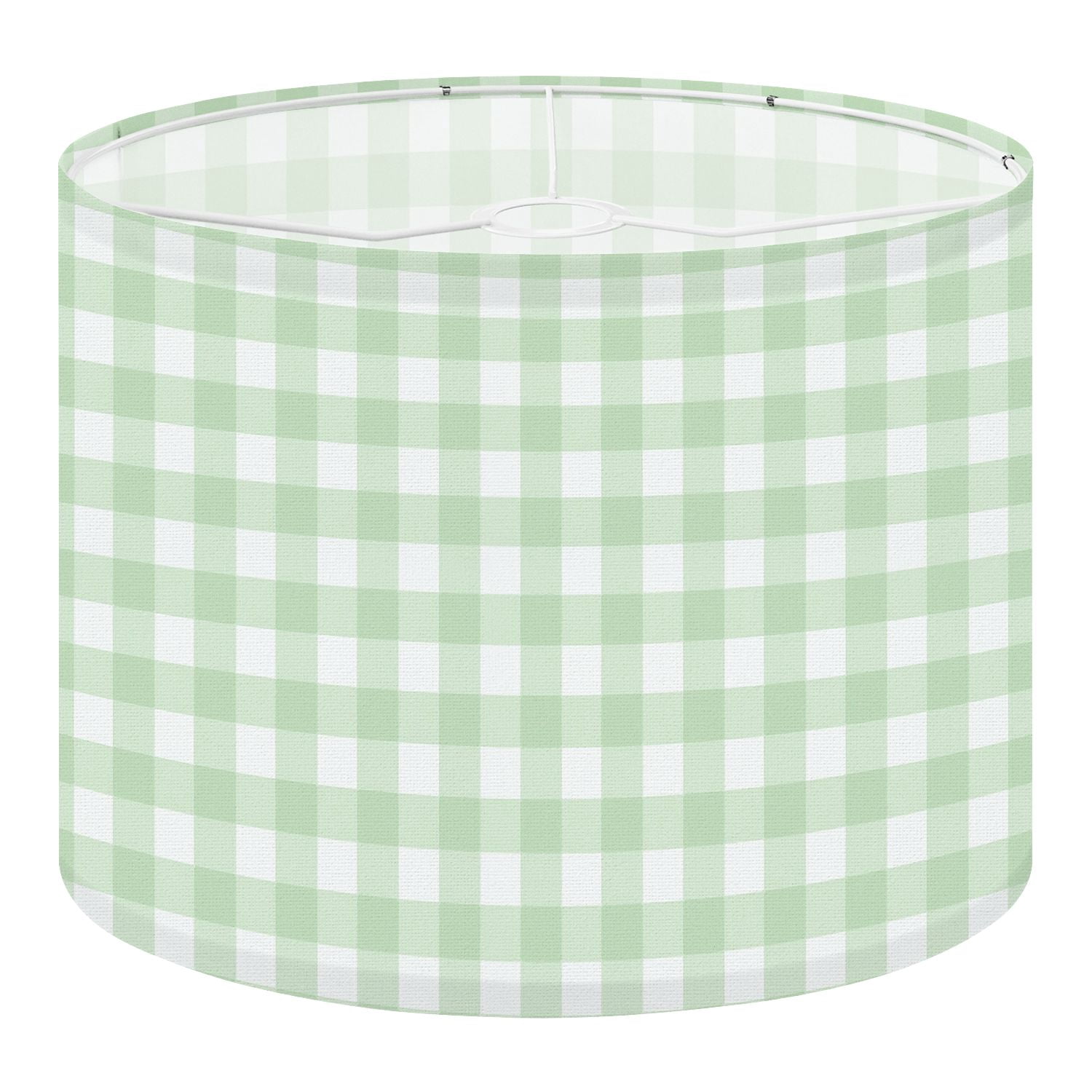 Linen Drum Lampshades Gingham seamless Plaid repeat green white Design for print 13"x13"x10" Light Shade for Table Lamps Floor Lamps Drum Lamp Shades Lampshade Replacement Assembly Required