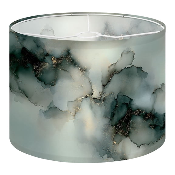 Linen Drum Lampshades Green Abstract Green Gold Modern Minimalist Translucent 13"x13"x10" Light Shade for Table Lamps Floor Lamp Shades Lampshade Replacement Assembly Required