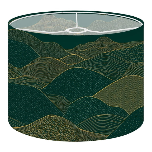Linen Drum Lampshades Green Gold Dot Line 13"x13"x10" Light Shade for Table Lamps Floor Lamps Drum Lamp Shades Lampshade Replacement Assembly Required