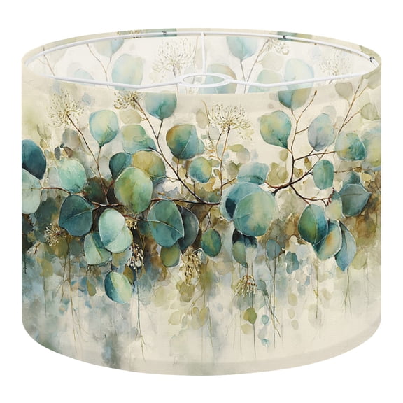 Linen Drum Lampshades Green Plants Leaves Floral Flowers Vine Home Decor Art Eucalyptus 13"x13"x10" Light Shade for Table Lamps Floor Lamps Drum Lamp Shades Lampshade Replacement Assembly Required