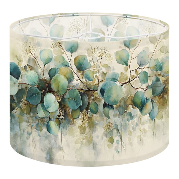 Linen Drum Lampshades Green Plants Leaves Floral Flowers Vine Home Decor Art Eucalyptus 13"x13"x10" Light Shade for Table Lamps Floor Lamps Drum Lamp Shades Lampshade Replacement Assembly Required